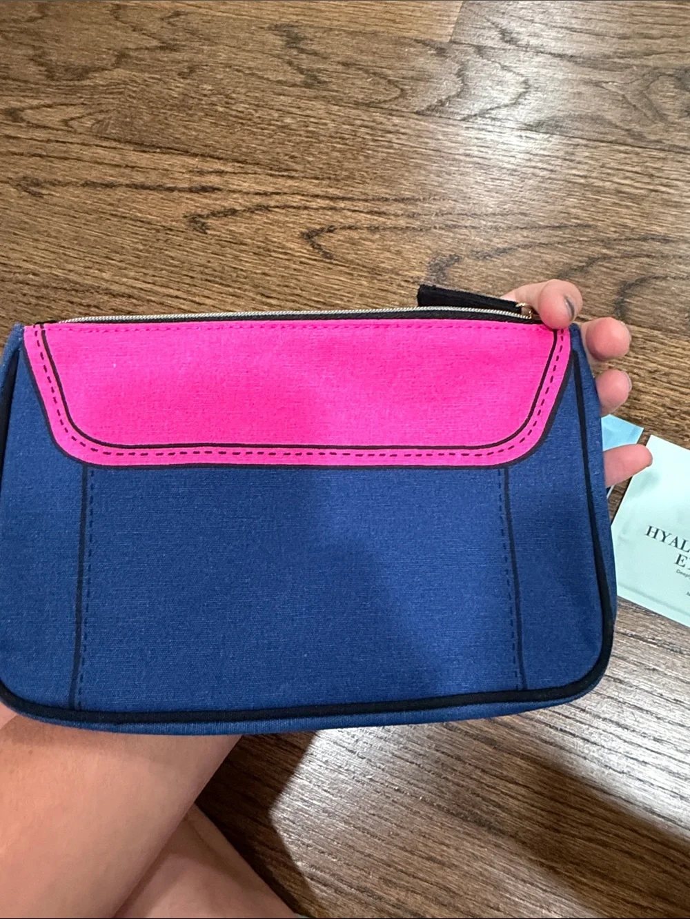 Estee Lauder Colorblock Pink and Purple Cosmetic bag and eye masks